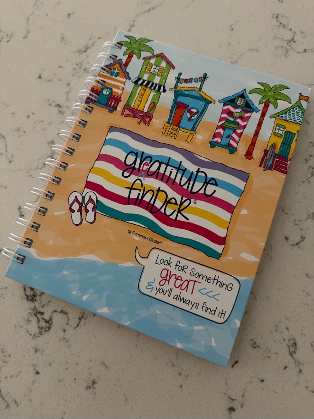 Gratitude Finder Spiral Notebook - Multicolor Beach Stripe